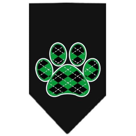 Argyle Paw Green Screen Print Bandana Black Small