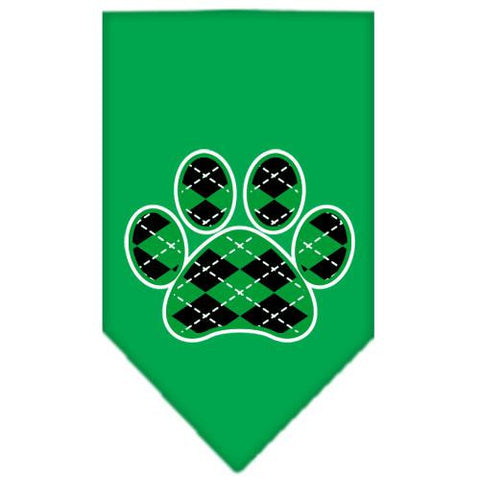 Argyle Paw Green Screen Print Bandana Emerald Green Small