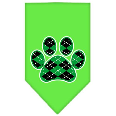 Argyle Paw Green Screen Print Bandana Lime Green Small