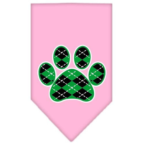 Argyle Paw Green Screen Print Bandana Light Pink Small