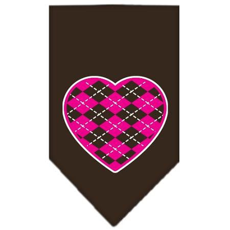 Argyle Paw Pink Screen Print Bandana Cocoa Large