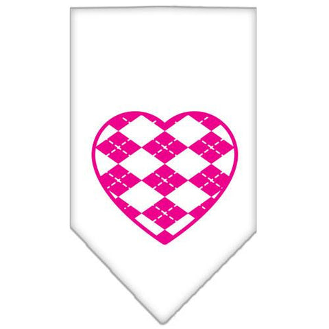 Argyle Paw Pink Screen Print Bandana White Small