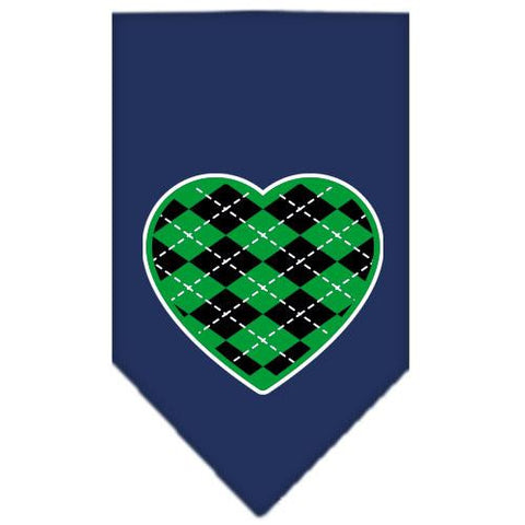 Argyle Heart Green Screen Print Bandana Navy Blue large