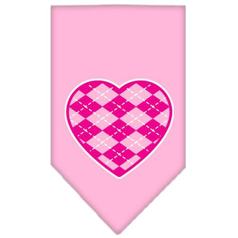 Argyle Heart Pink Screen Print Bandana Light Pink Small