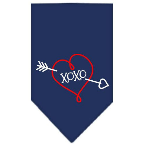 XOXO Screen Print Bandana Navy Blue Small