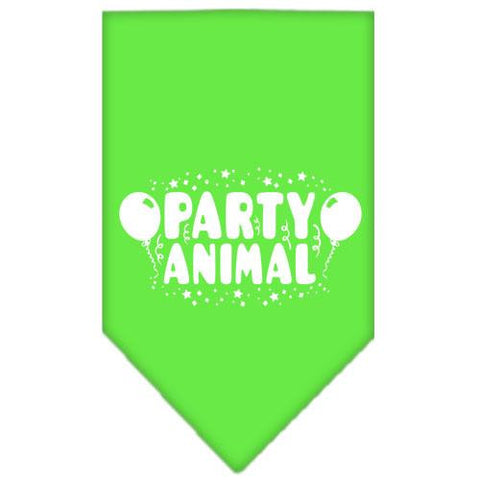 Party Animal Screen Print Bandana Lime Green Small