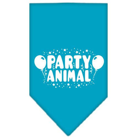 Party Animal Screen Print Bandana Turquoise Small