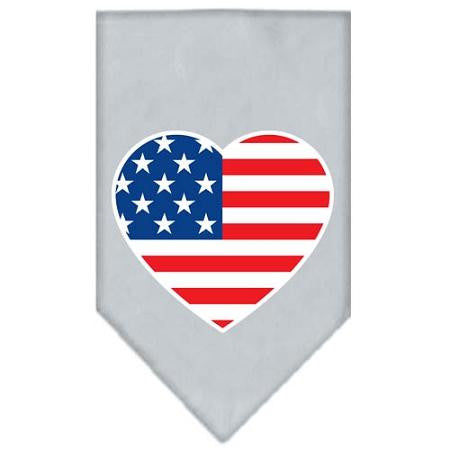 American Flag Heart Screen Print Bandana Grey Small