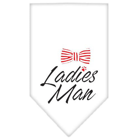 Ladies Man Screen Print Bandana White Large