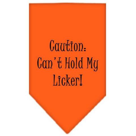 Can't Hold My Licker  Screen Print Bandana Orange Small