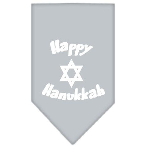 Happy Hanukkah Screen Print Bandana Grey Small