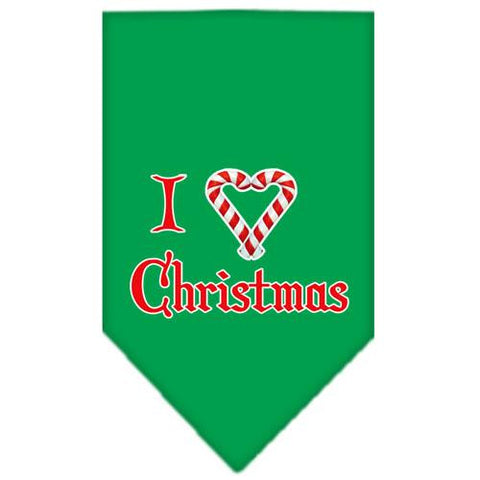 Heart Christmas Screen Print Bandana Emerald Green Small