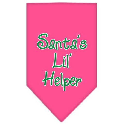 Santa Lil Helper Screen Print Bandana Bright Pink Large