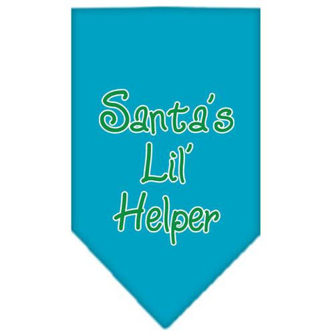 Santa Lil Helper Screen Print Bandana Turquoise Large