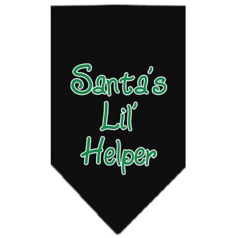 Santa Lil Helper Screen Print Bandana Black Small