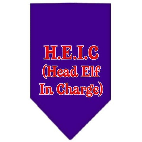 Head Elf In Charge Screen Print Bandana Purple Small