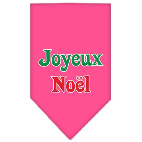 Joyeux Noel Screen Print Bandana Bright Pink Large