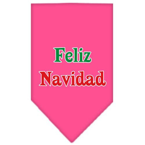 Feliz Navidad Screen Print Bandana Bright Pink Small