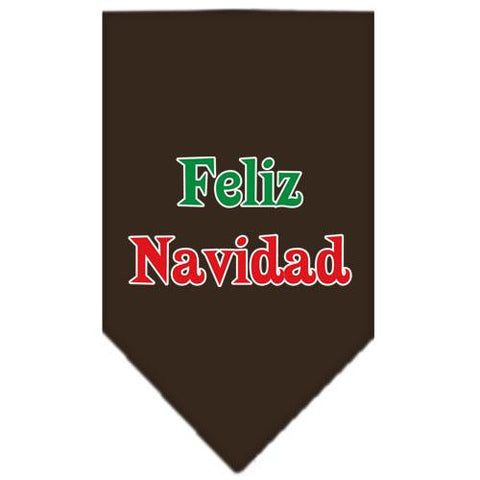 Feliz Navidad Screen Print Bandana Cocoa Small