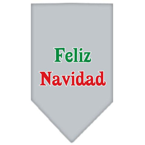 Feliz Navidad Screen Print Bandana Grey Small