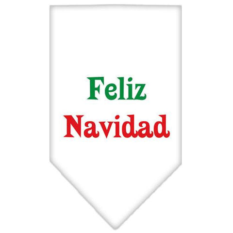 Feliz Navidad Screen Print Bandana White Small