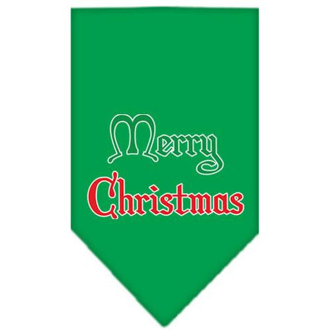 Merry Christmas Screen Print Bandana Emerald Green Small