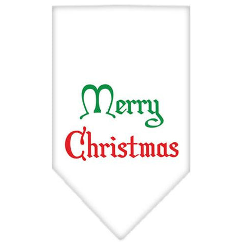 Merry Christmas Screen Print Bandana White Small