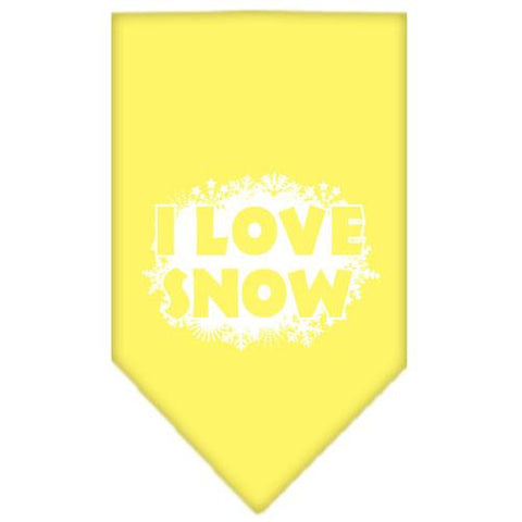 I Love Snow Screen Print Bandana Yellow Small