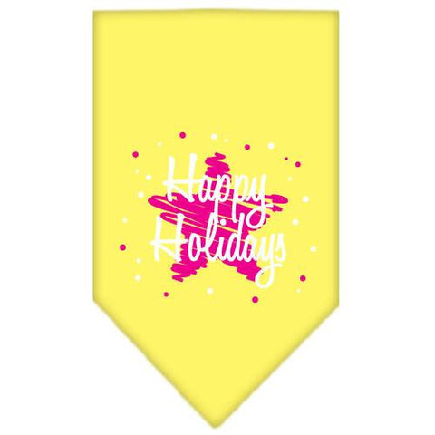 Scribble Happy Holidays Screen Print Bandana Yellow Small