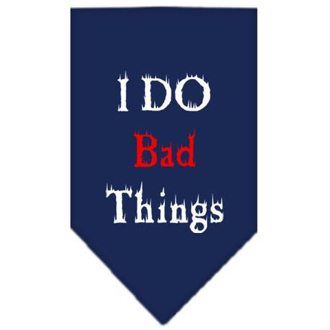 I Do Bad Things  Screen Print Bandana Navy Blue Small