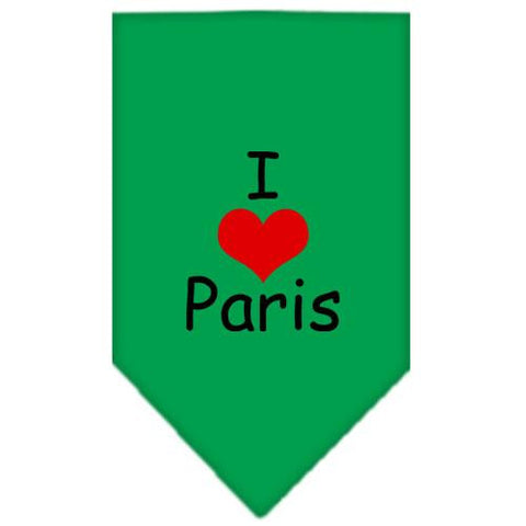 I Heart Paris  Screen Print Bandana Emerald Green Large