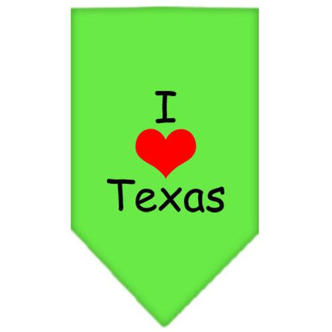 I Heart Texas  Screen Print Bandana Lime Green Large