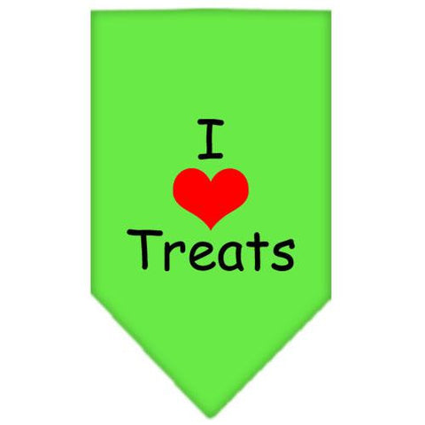 I Heart Treats  Screen Print Bandana Lime Green Large