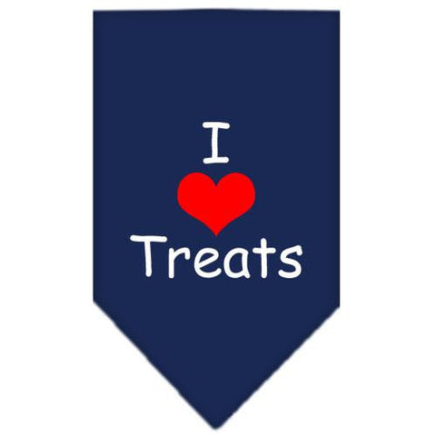 I Heart Treats  Screen Print Bandana Navy Blue Small