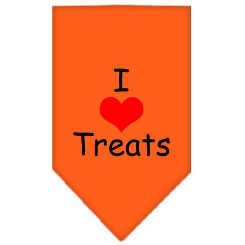 I Heart Treats  Screen Print Bandana Orange Small