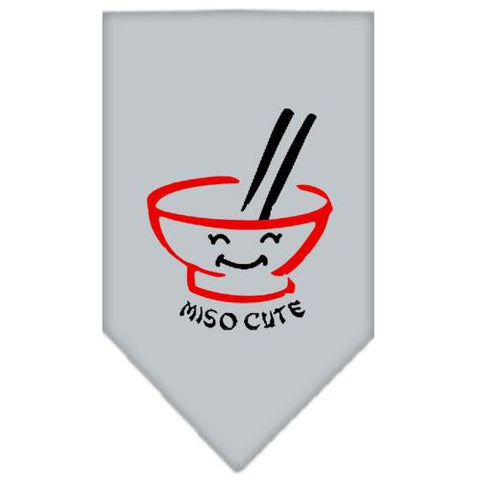 Miso Cute Screen Print Bandana Grey Small