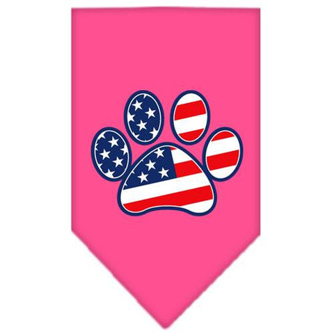 Patriotic Paw Screen Print Bandana Bright Pink Small