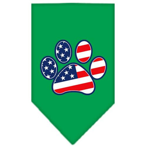 Patriotic Paw Screen Print Bandana Emerald Green Small