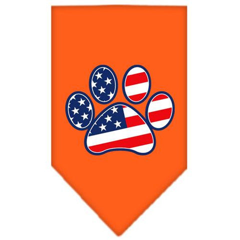 Patriotic Paw Screen Print Bandana Orange Small