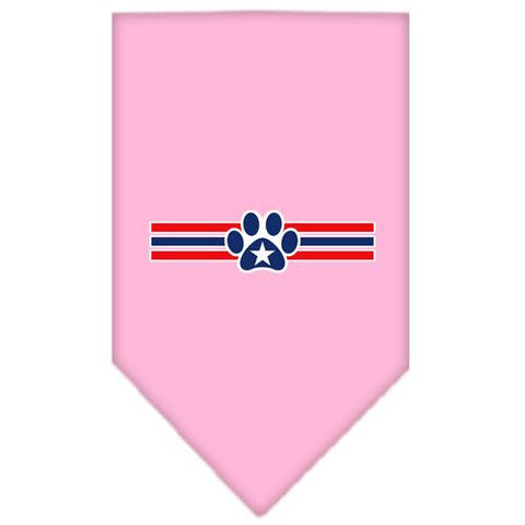 Patriotic Star Paw Screen Print Bandana Light Pink Large