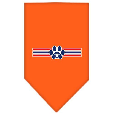 Patriotic Star Paw Screen Print Bandana Orange Large