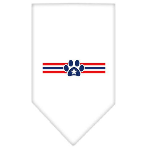 Patriotic Star Paw Screen Print Bandana White Small