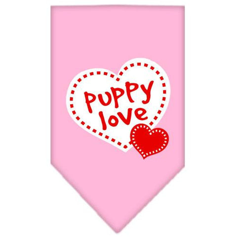 Puppy Love Screen Print Bandana Light Pink Large