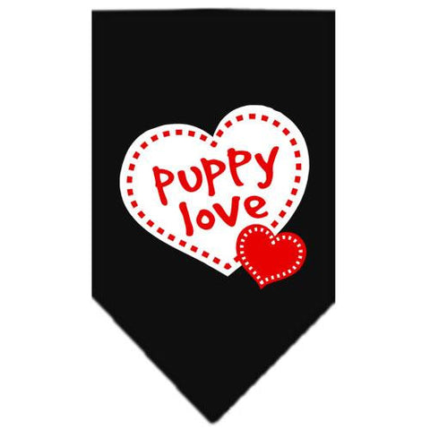 Puppy Love Screen Print Bandana Black Small