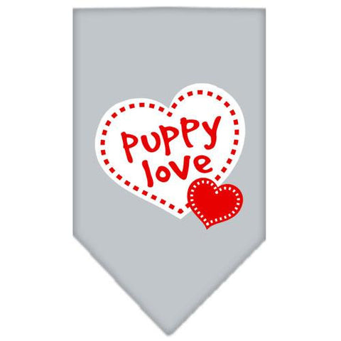 Puppy Love Screen Print Bandana Grey Small