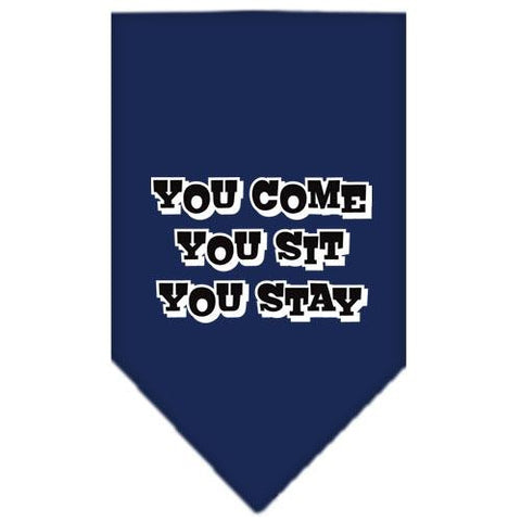 You Come, You Sit, You Stay Screen Print Bandana Navy Blue large