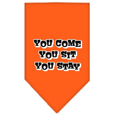 You Come, You Sit, You Stay Screen Print Bandana Orange Large