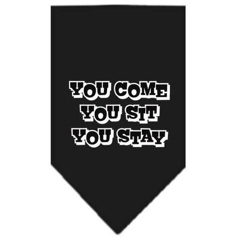 You Come, You Sit, You Stay Screen Print Bandana Black Small