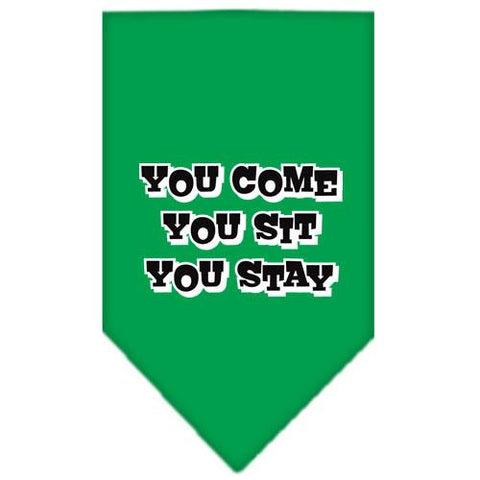 You Come, You Sit, You Stay Screen Print Bandana Emerald Green Small