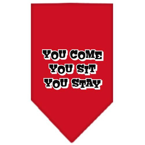 You Come, You Sit, You Stay Screen Print Bandana Red Small